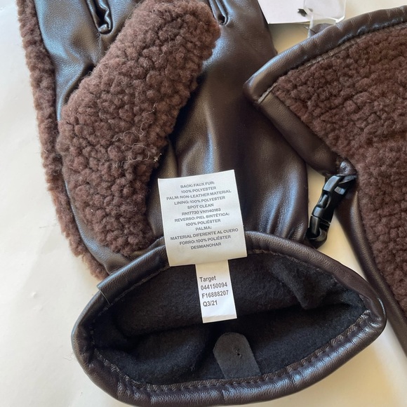 Fleece Lined Mens Gloves Faux Fur - Goodfellow M/L Medium/Large - Picture 4 of 7